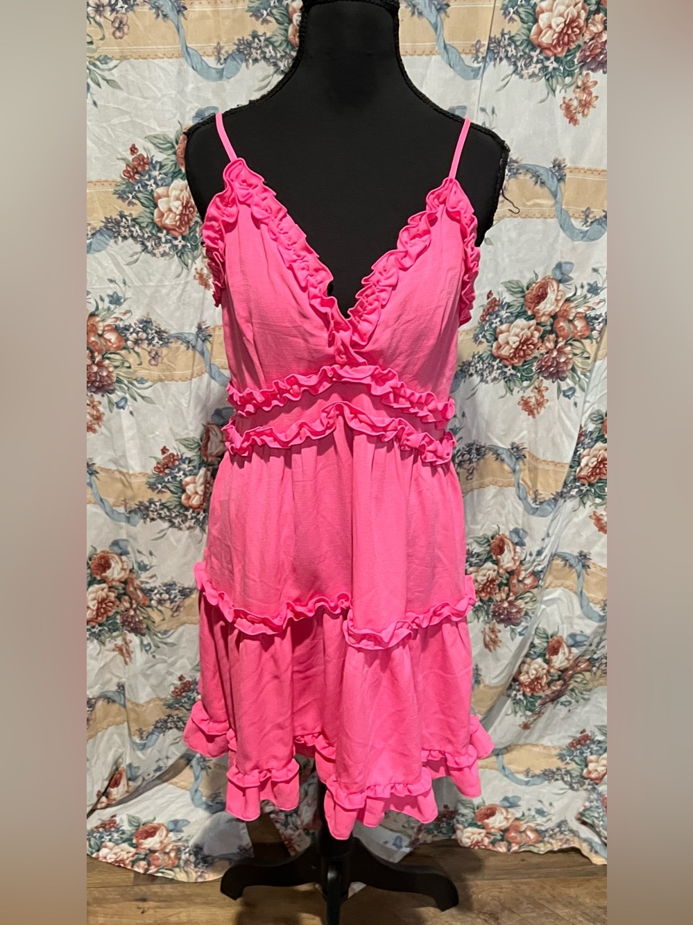 iris Hot Pink Ruffle Tiered dress